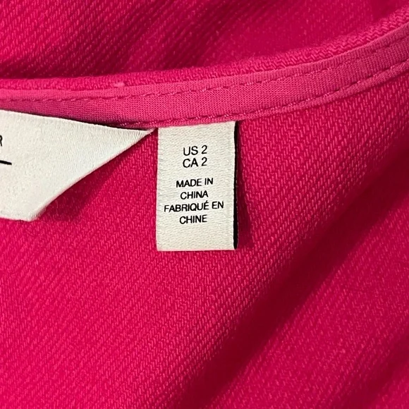 & Other Stories Belted Puff Sleeve Zip-Front Jumpsuit – Fuchsia Pink (Size 2) - Picture 8 of 9